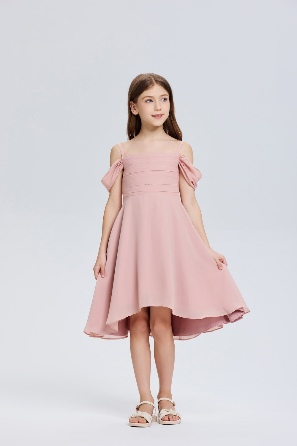Pretty Spaghetti Straps Chiffon Flower Girl Dress