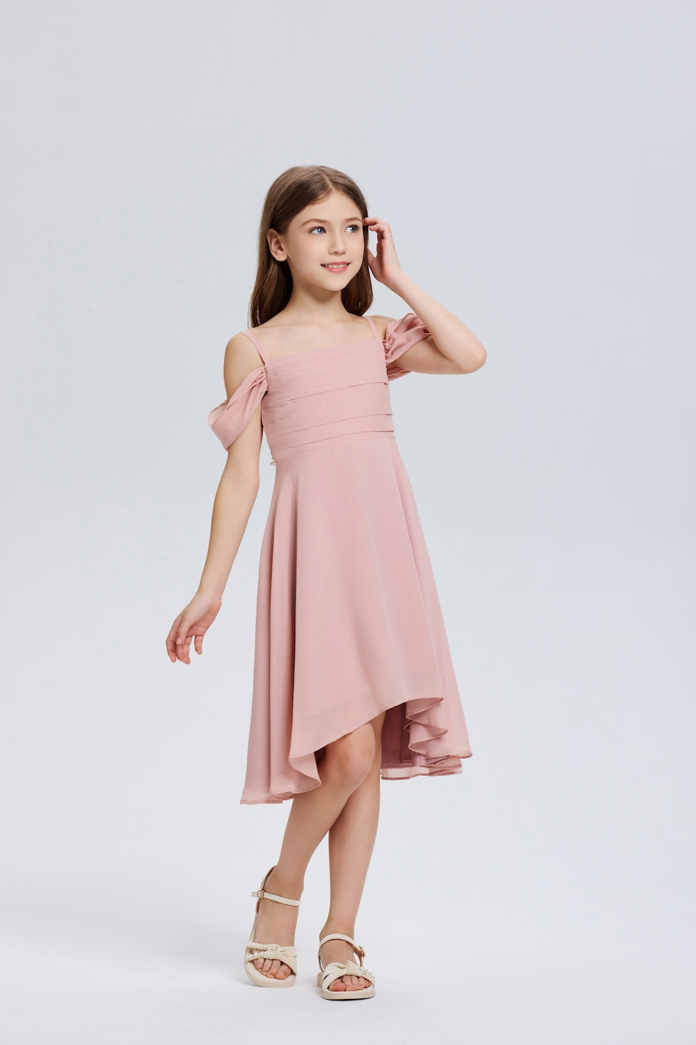 Pretty Spaghetti Straps Chiffon Flower Girl Dress