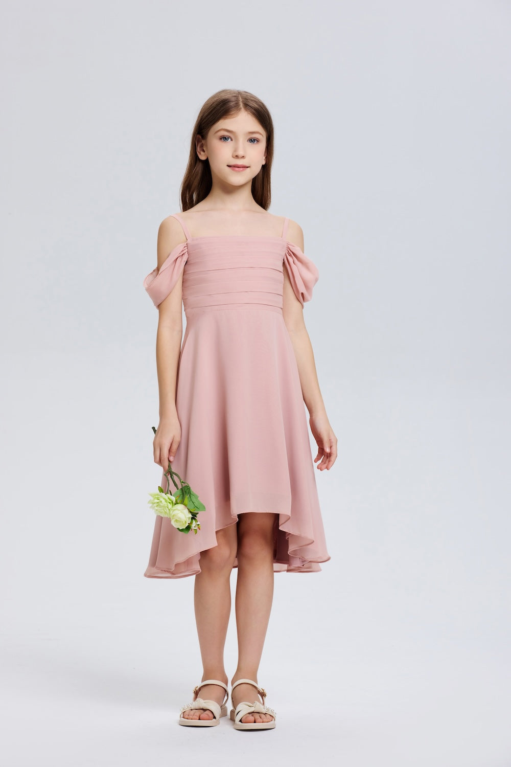 Pretty Spaghetti Straps Chiffon Flower Girl Dress