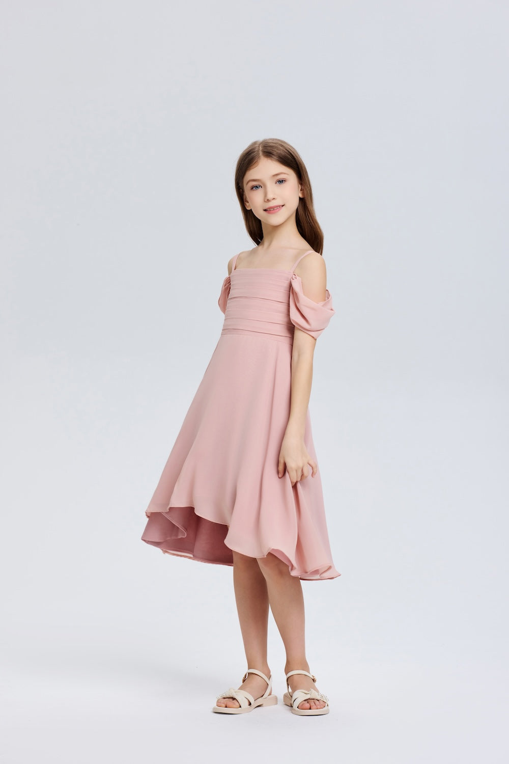 Pretty Spaghetti Straps Chiffon Flower Girl Dress