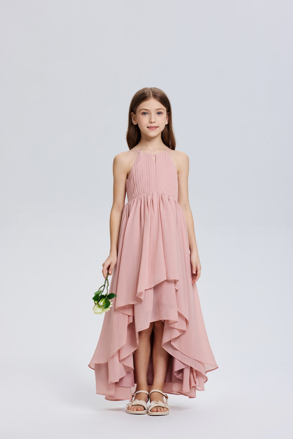 Ruffle A-Line Halter Chiffon Flower Girl Dress