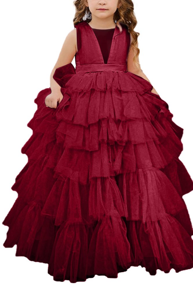 "Spitzen-Tüll-Blumenmädchenkleid"