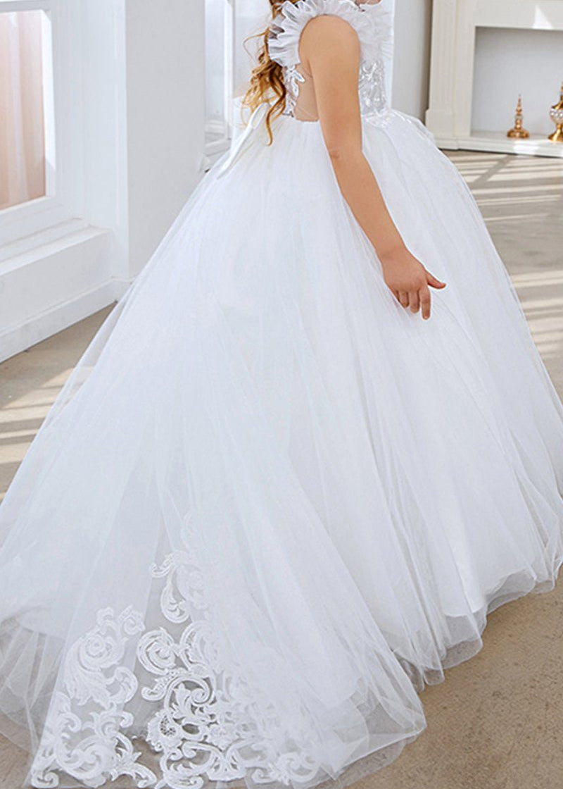 Lace Applique Tulle Flower Girl Dress