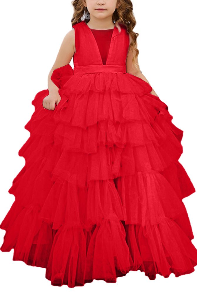 "Spitzen-Tüll-Blumenmädchenkleid"