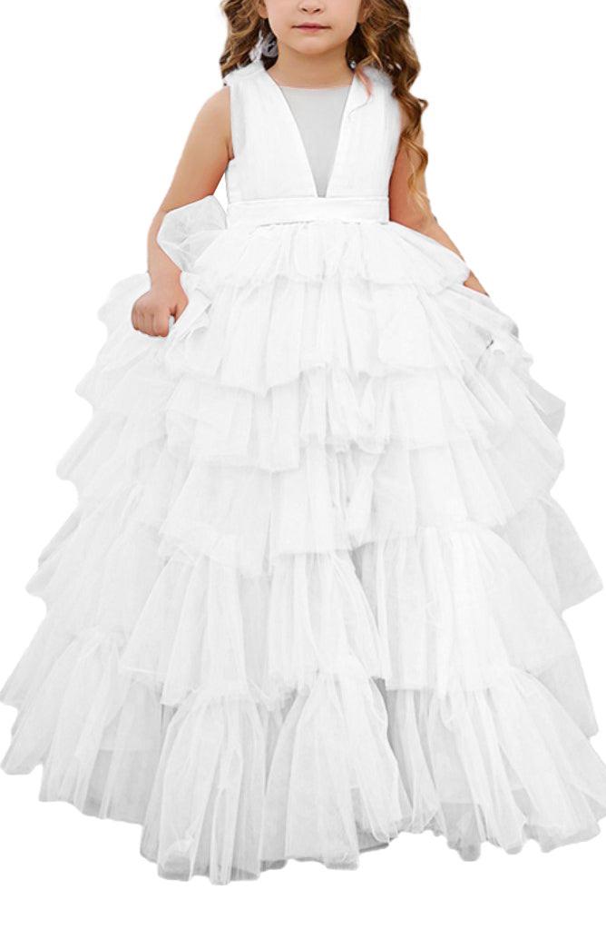 "Spitzen-Tüll-Blumenmädchenkleid"