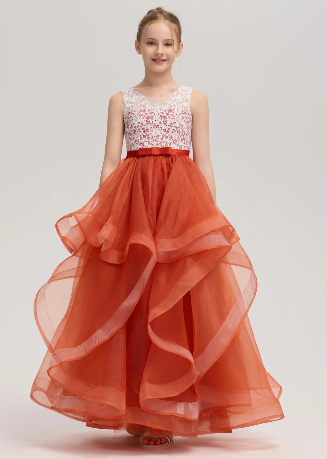 Fall Flower Girl Dresses Burnt Orange High Low Junior Gown | Fynony Fall Flower Girl Dresses Burnt Orange High Low Junior Gown | Fynony
