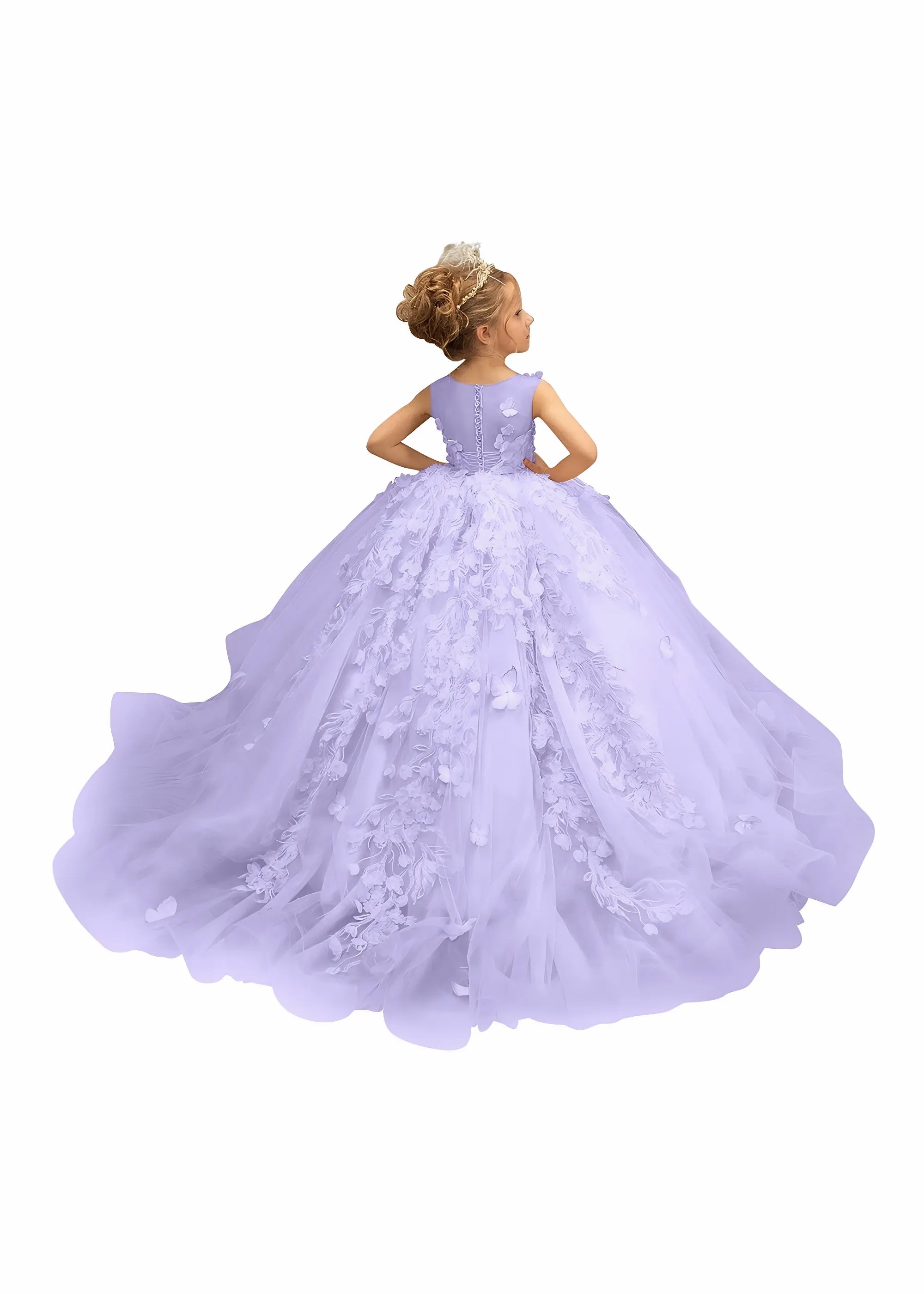 3D Butterfly & Flower Girl Dress