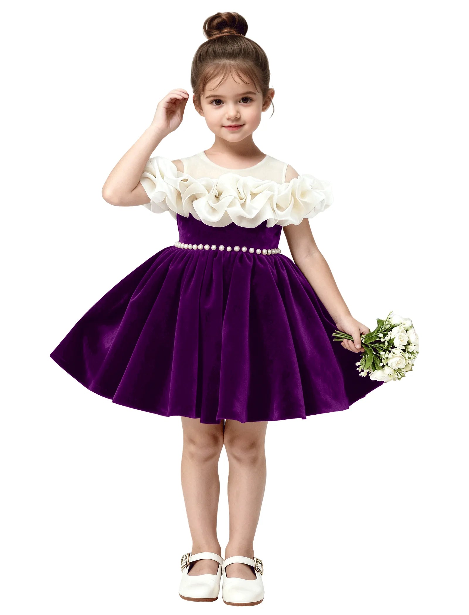 Unique Pageant Velvet Dress for Little Girls