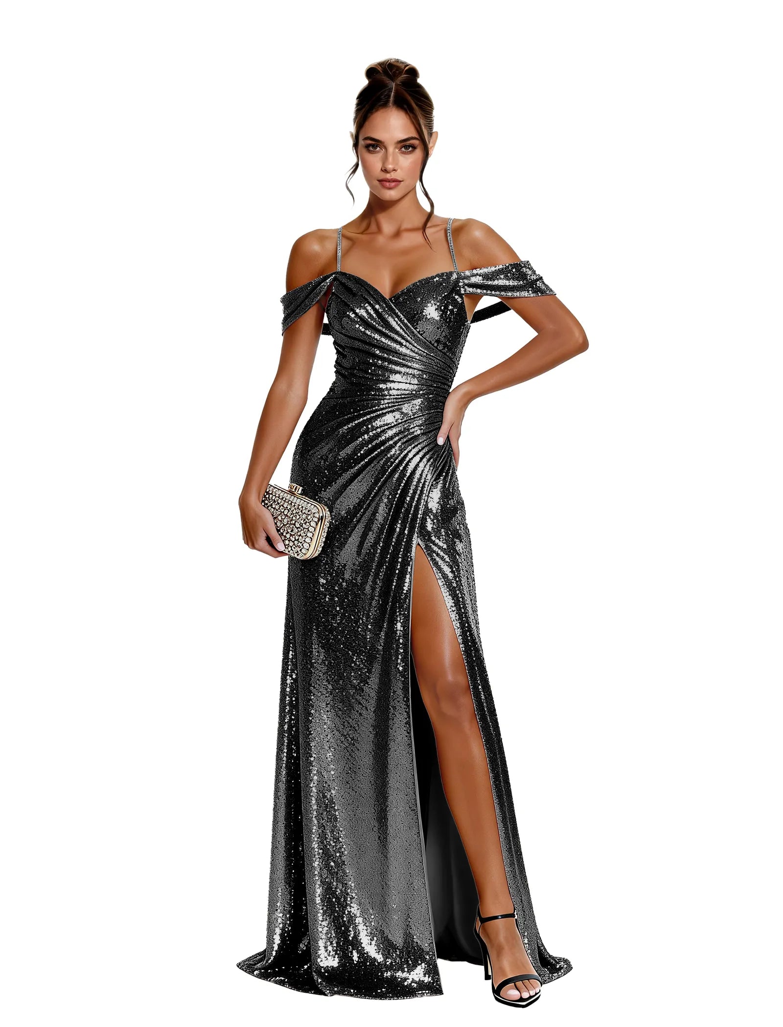 Glam Sequin Off Shoulder Dress