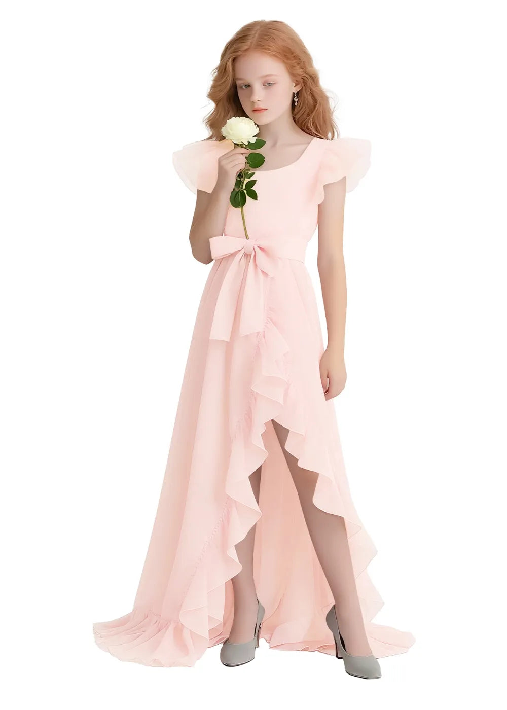 Graceful Ruffle Flutter Sleeve Dress