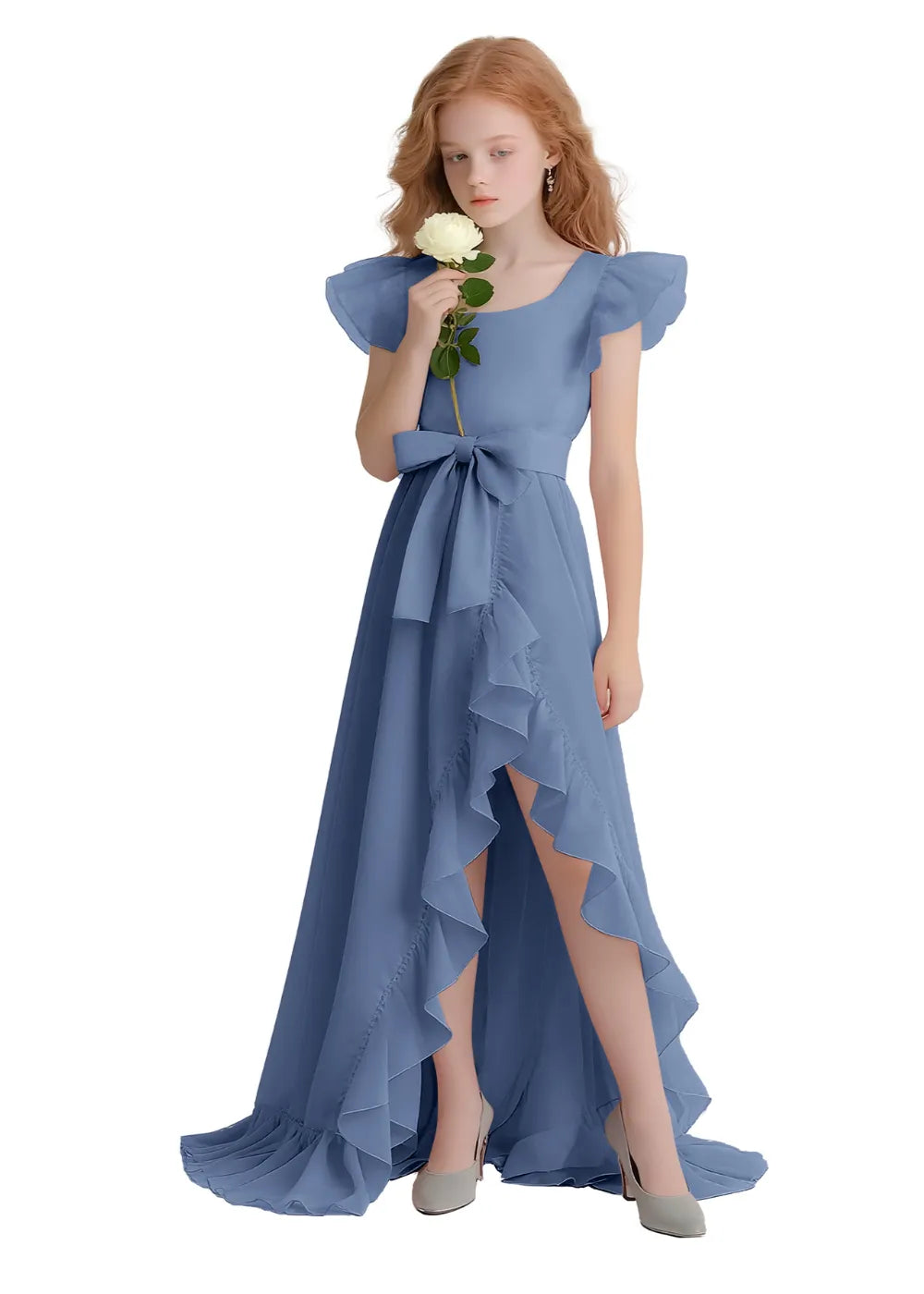 Graceful Ruffle Flutter Sleeve Dress