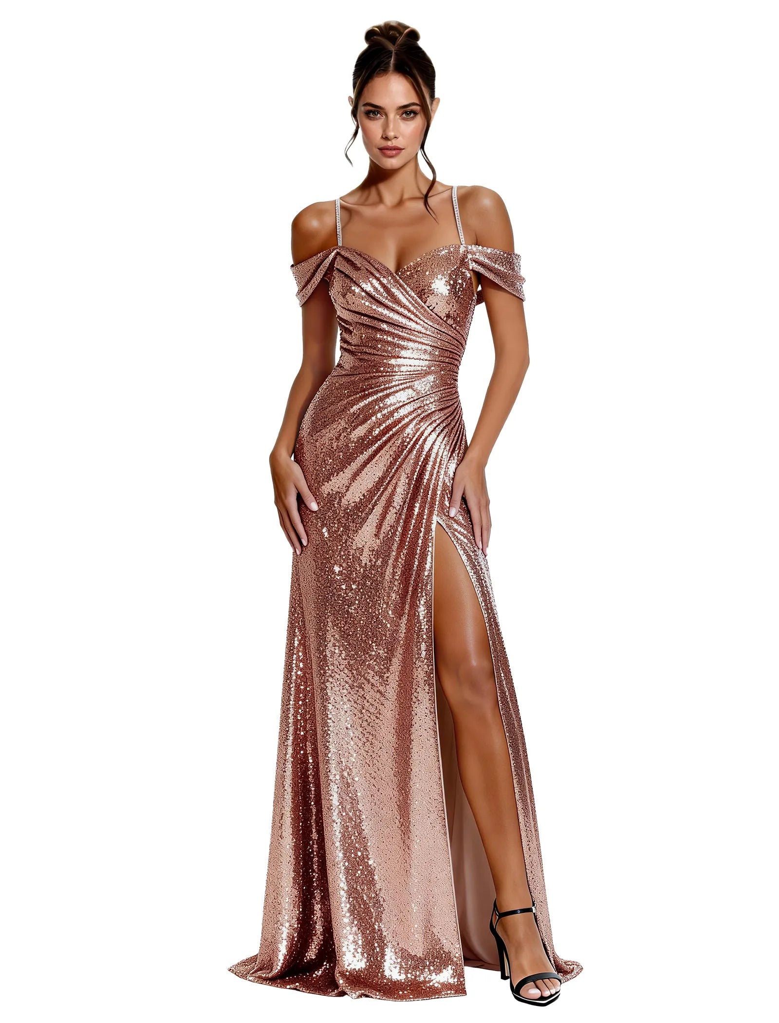 Glam Sequin Off Shoulder Dress