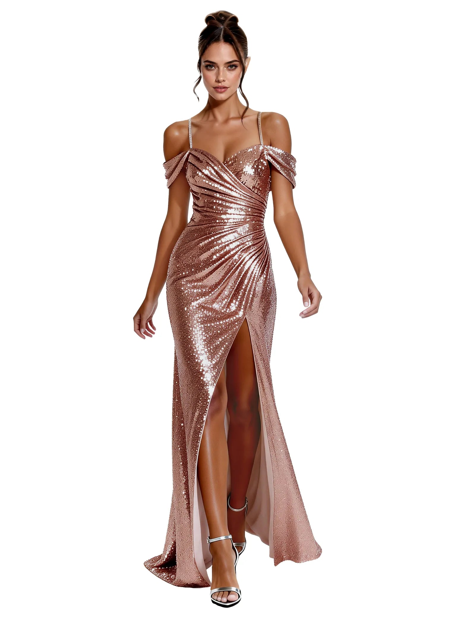 Glam Sequin Off Shoulder Dress