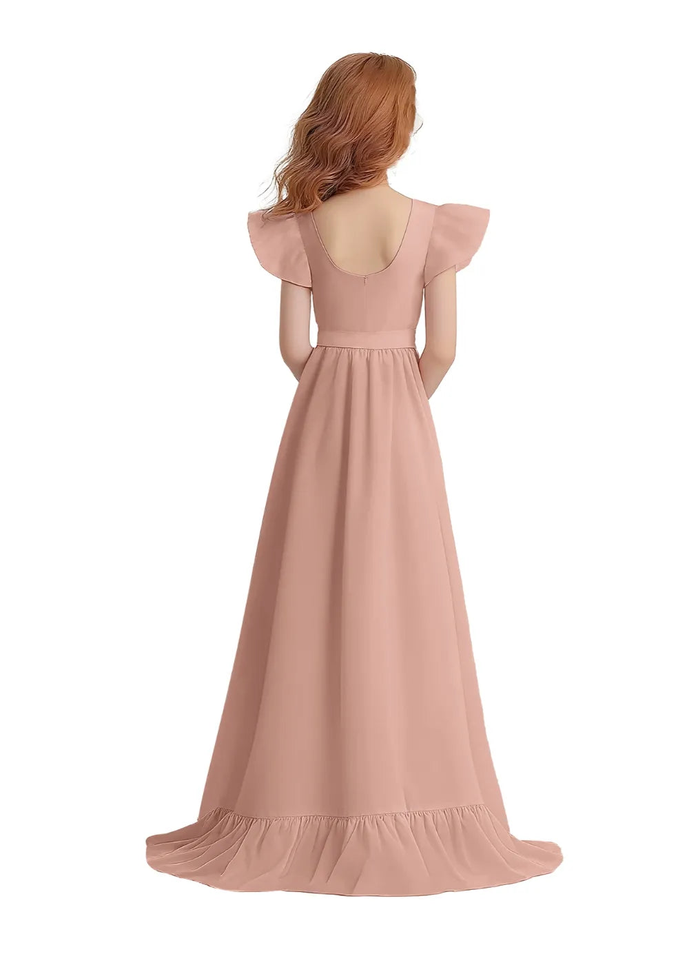 Graceful Ruffle Flutter Sleeve Dress