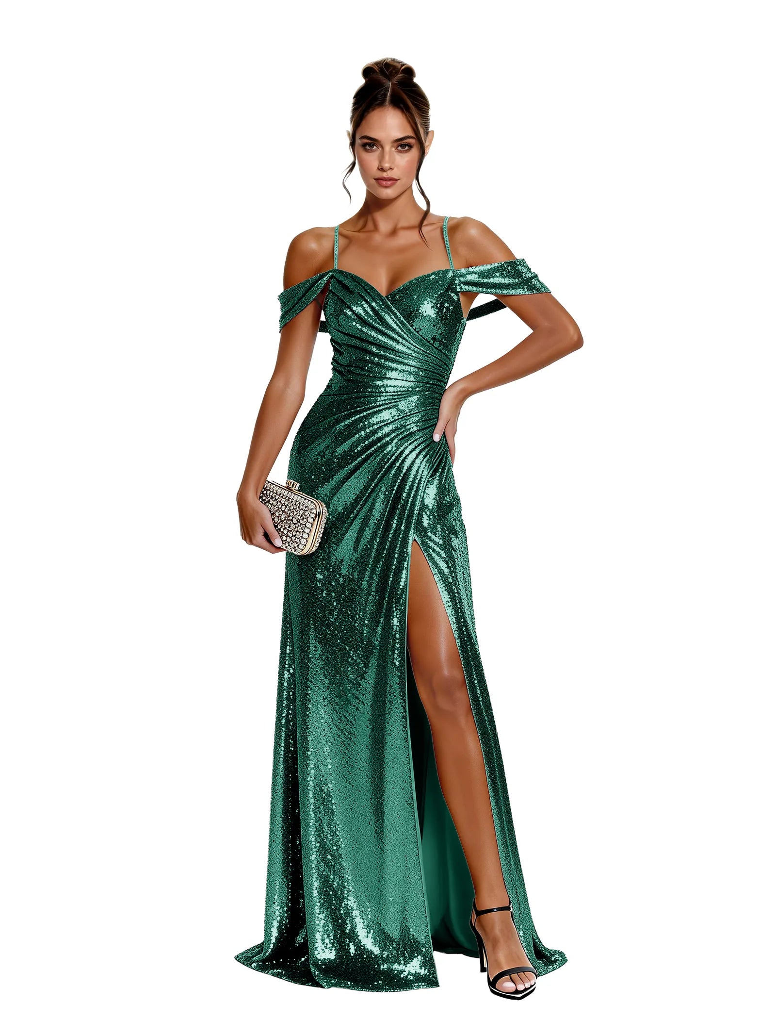 Glam Sequin Off Shoulder Dress