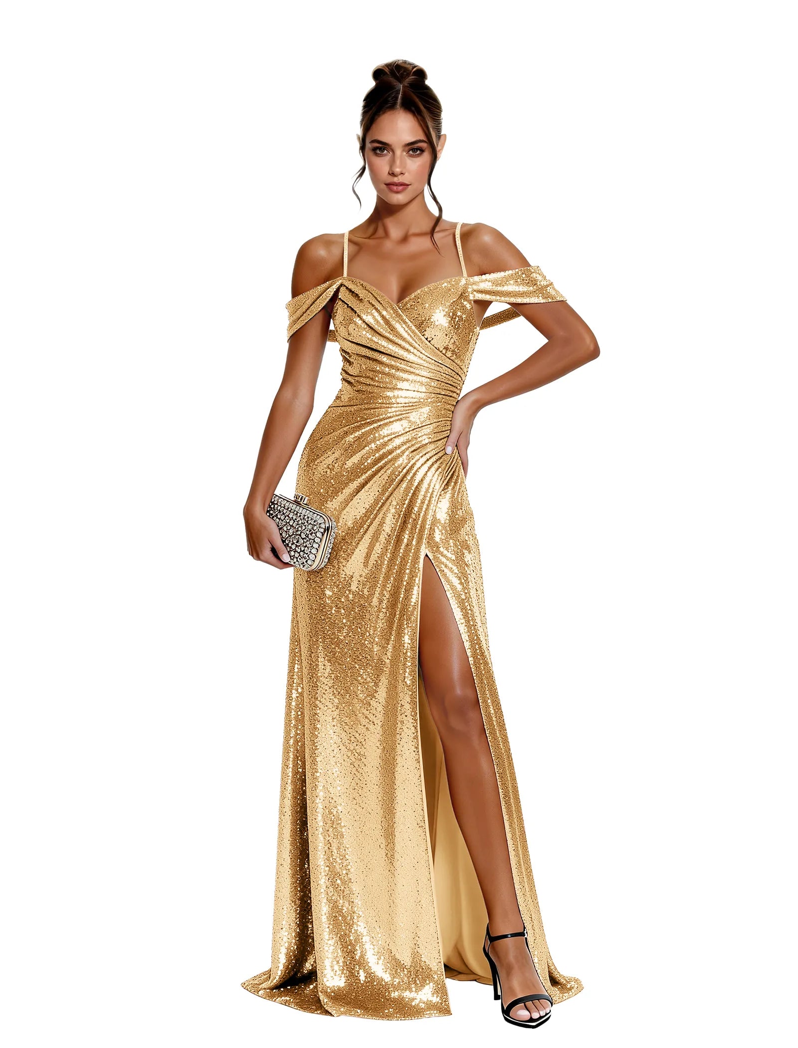 Glam Sequin Off Shoulder Dress