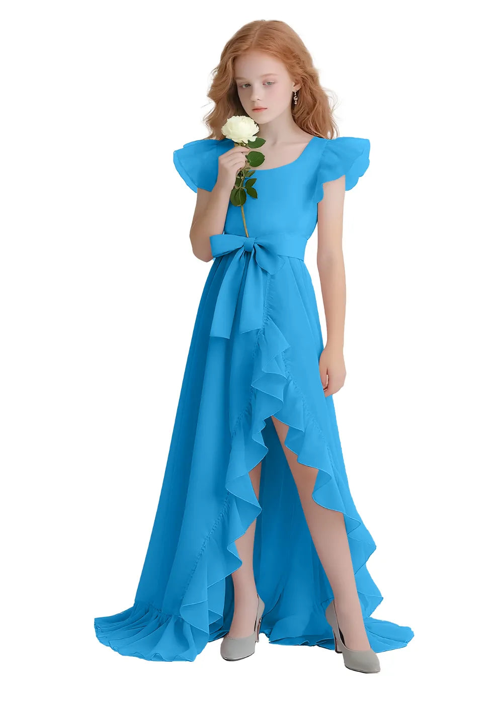 Graceful Ruffle Flutter Sleeve Dress