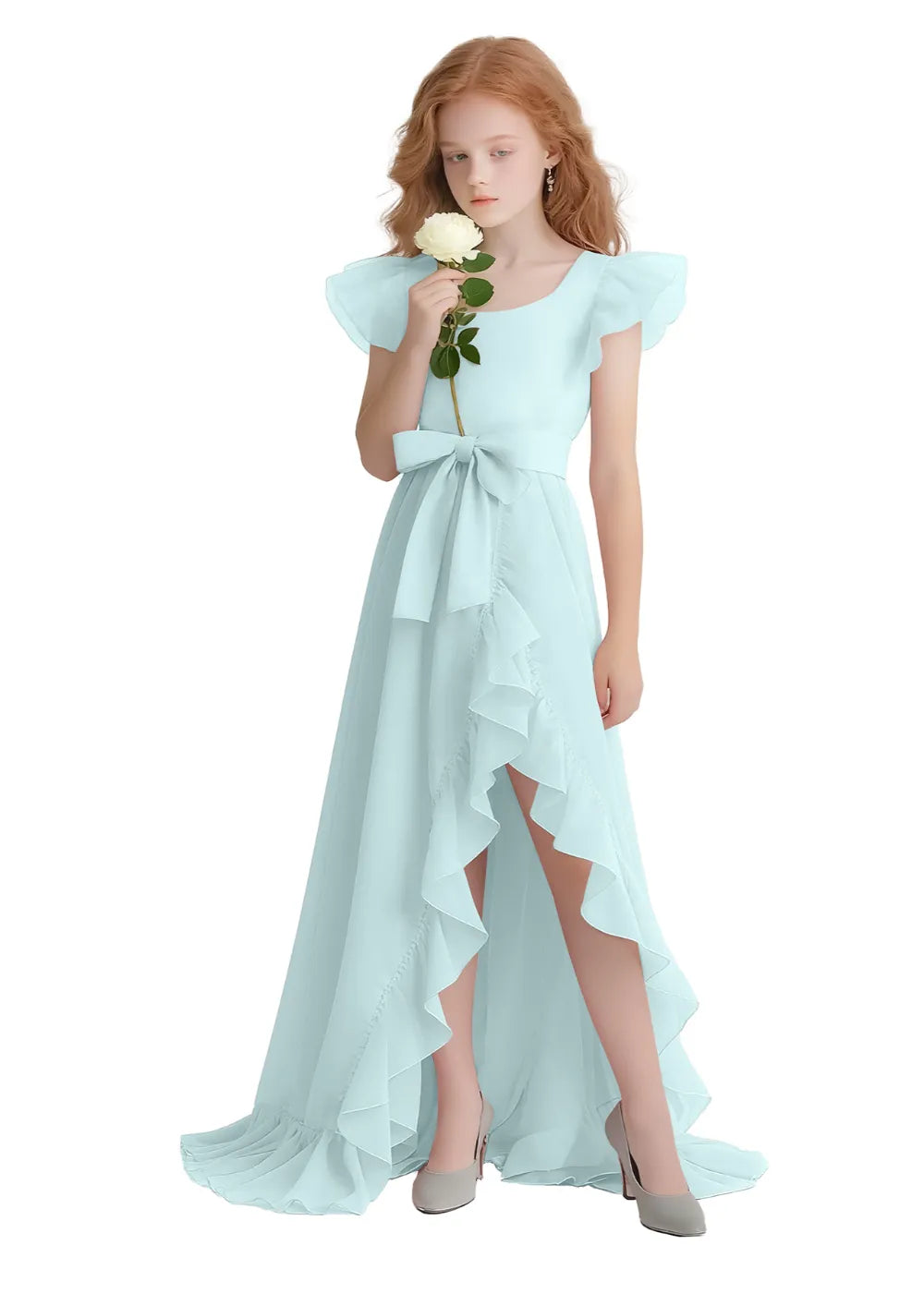 Graceful Ruffle Flutter Sleeve Dress