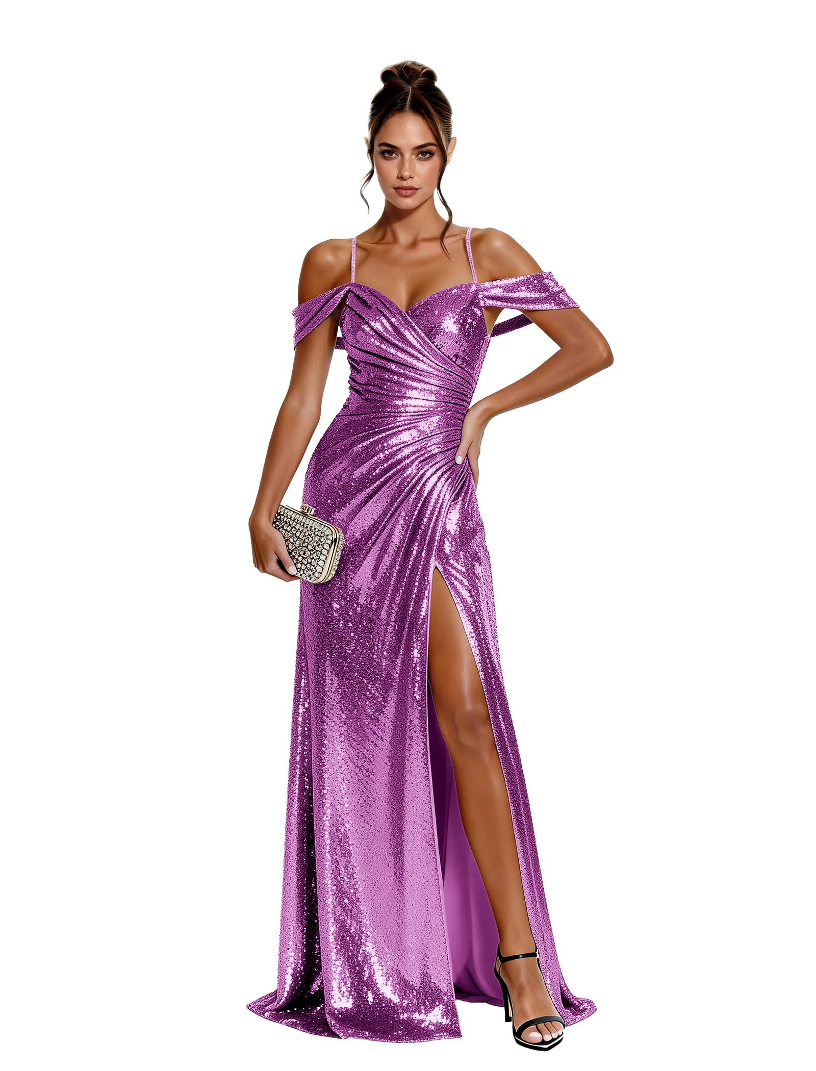 Glam Sequin Off Shoulder Dress