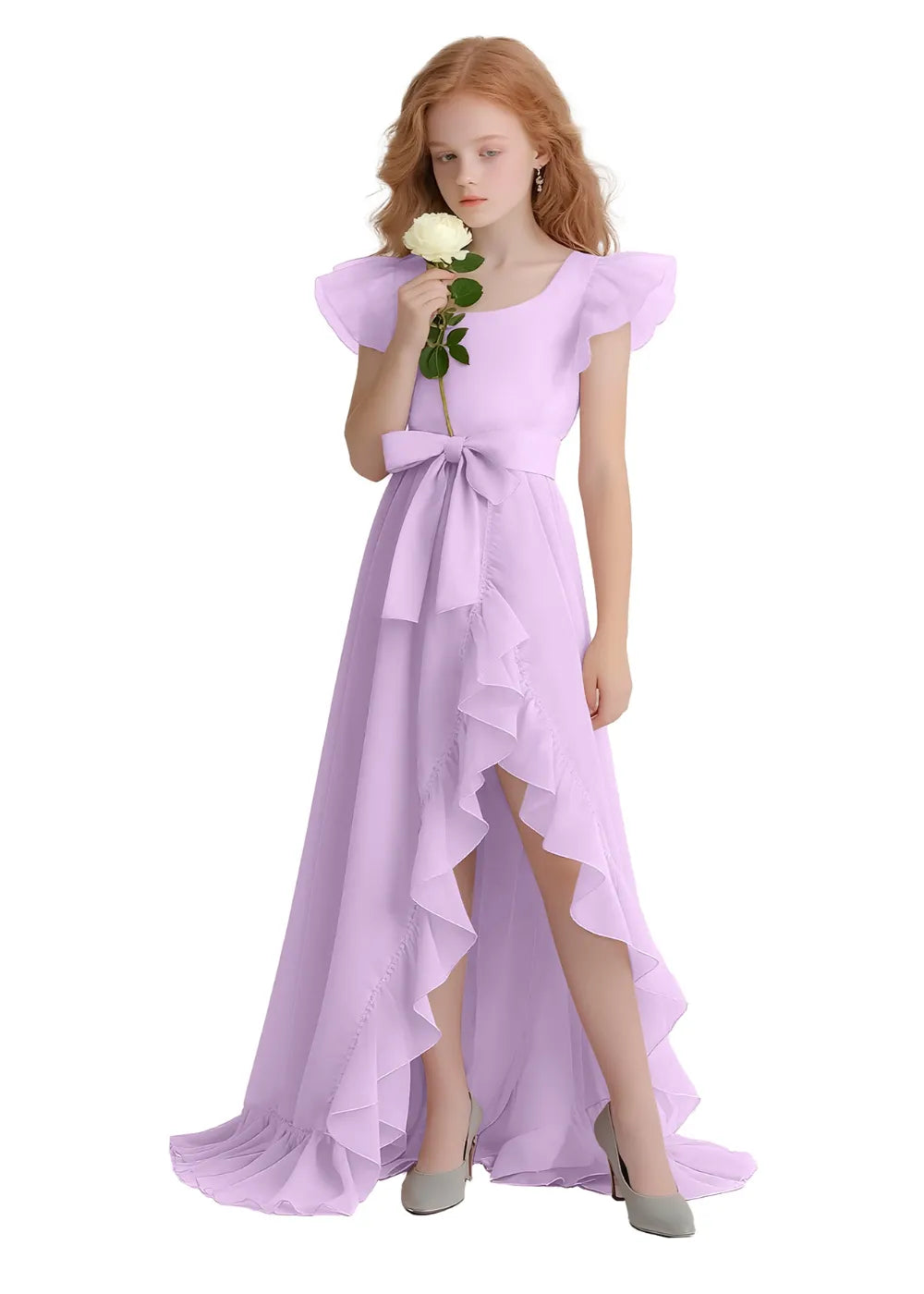 Graceful Ruffle Flutter Sleeve Dress