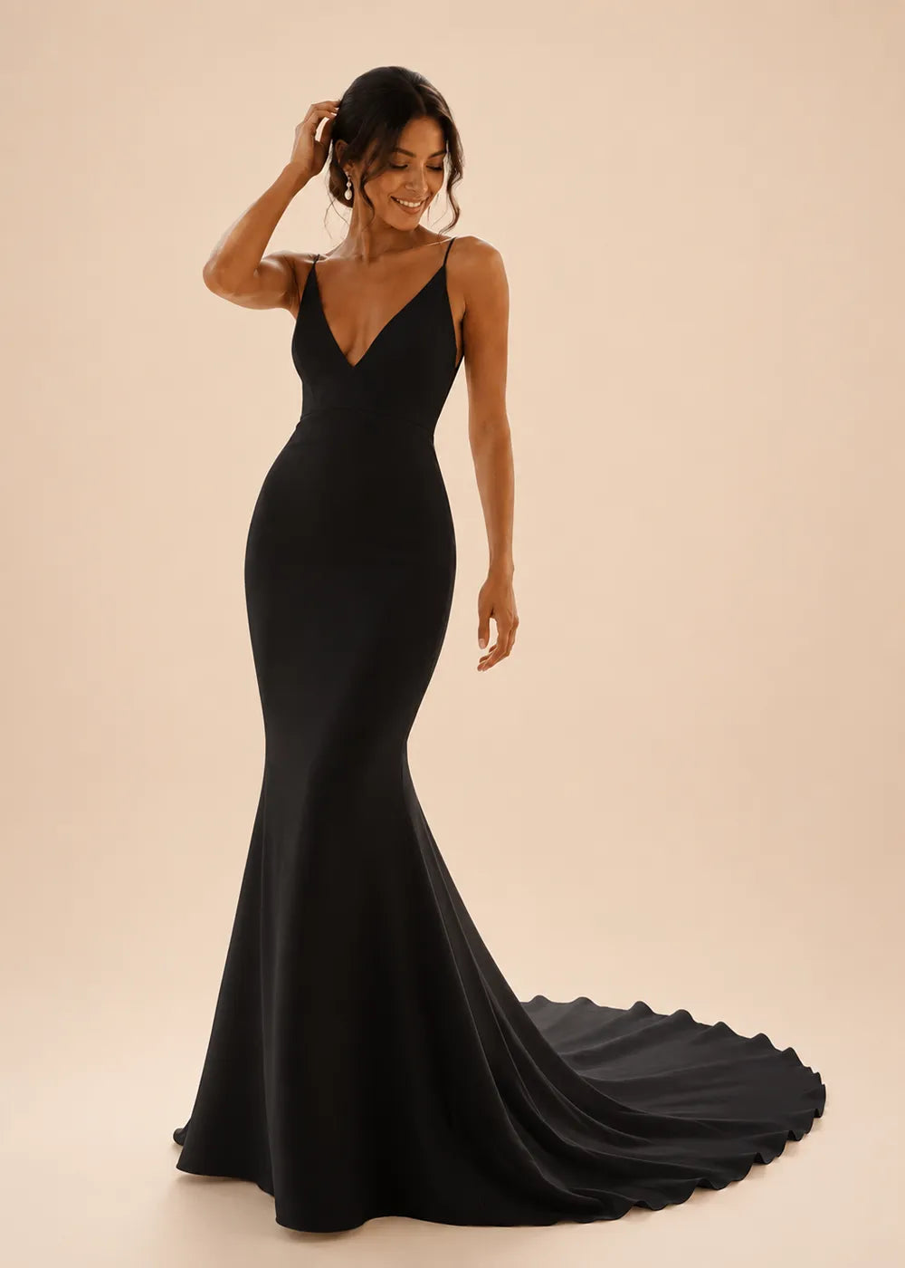 Minimalist Deep V Mermaid Wedding Dress