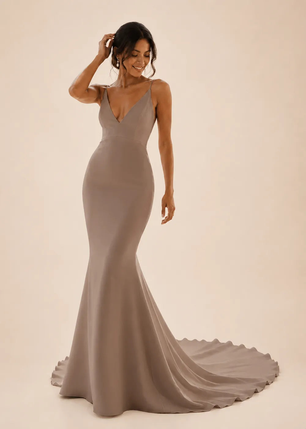 Minimalist Deep V Mermaid Wedding Dress
