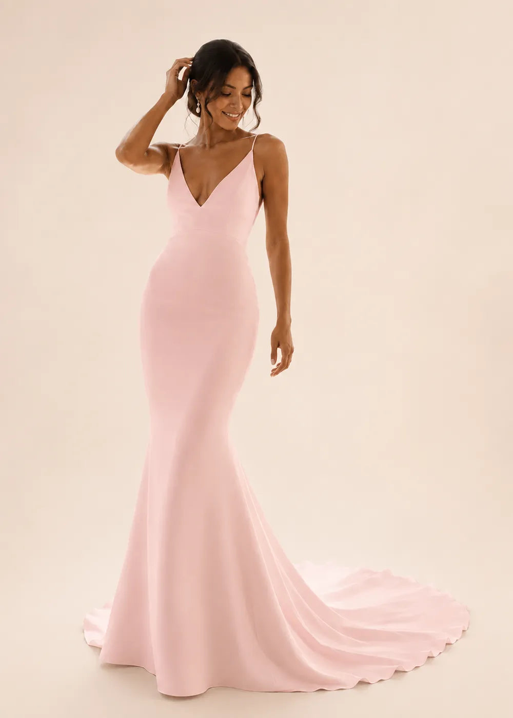 Minimalist Deep V Mermaid Wedding Dress