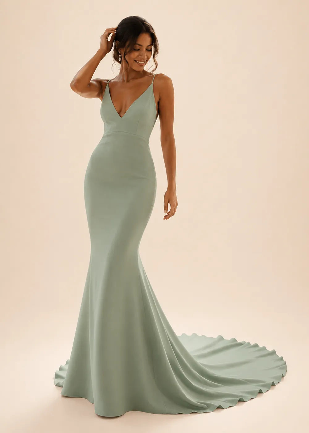 Minimalist Deep V Mermaid Wedding Dress