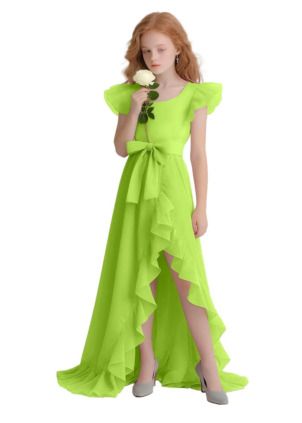 Graceful Ruffle Flutter Sleeve Dress