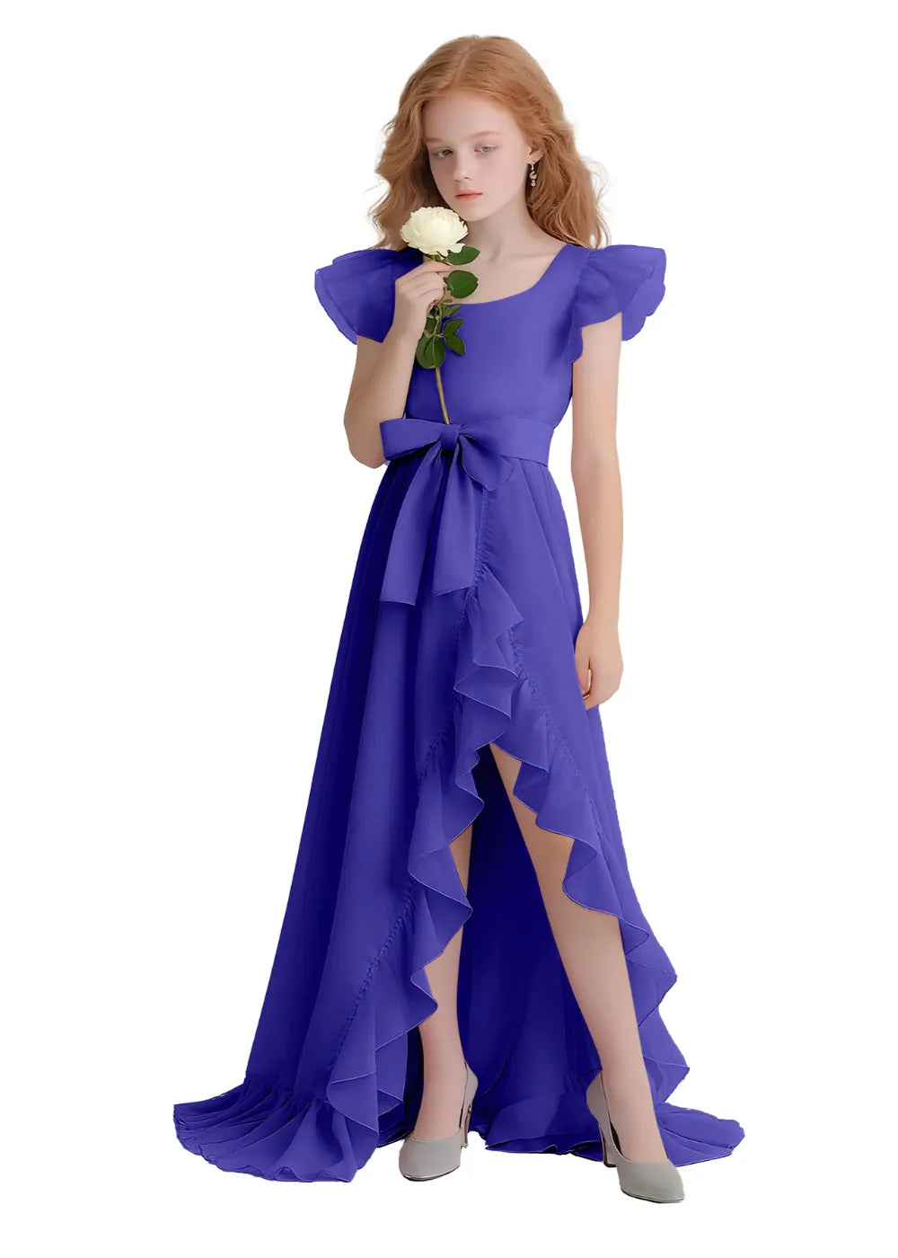 Graceful Ruffle Flutter Sleeve Dress
