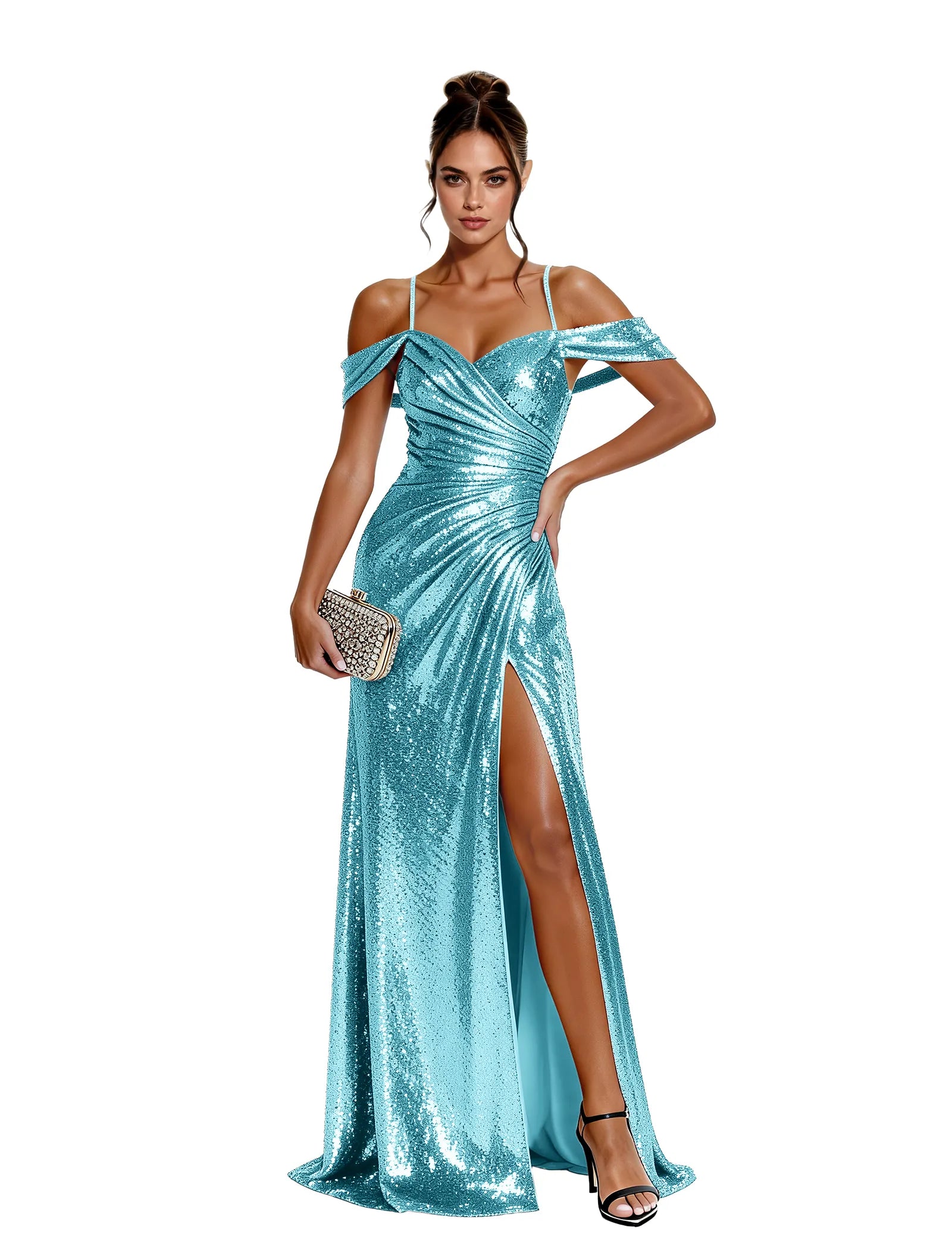Glam Sequin Off Shoulder Dress