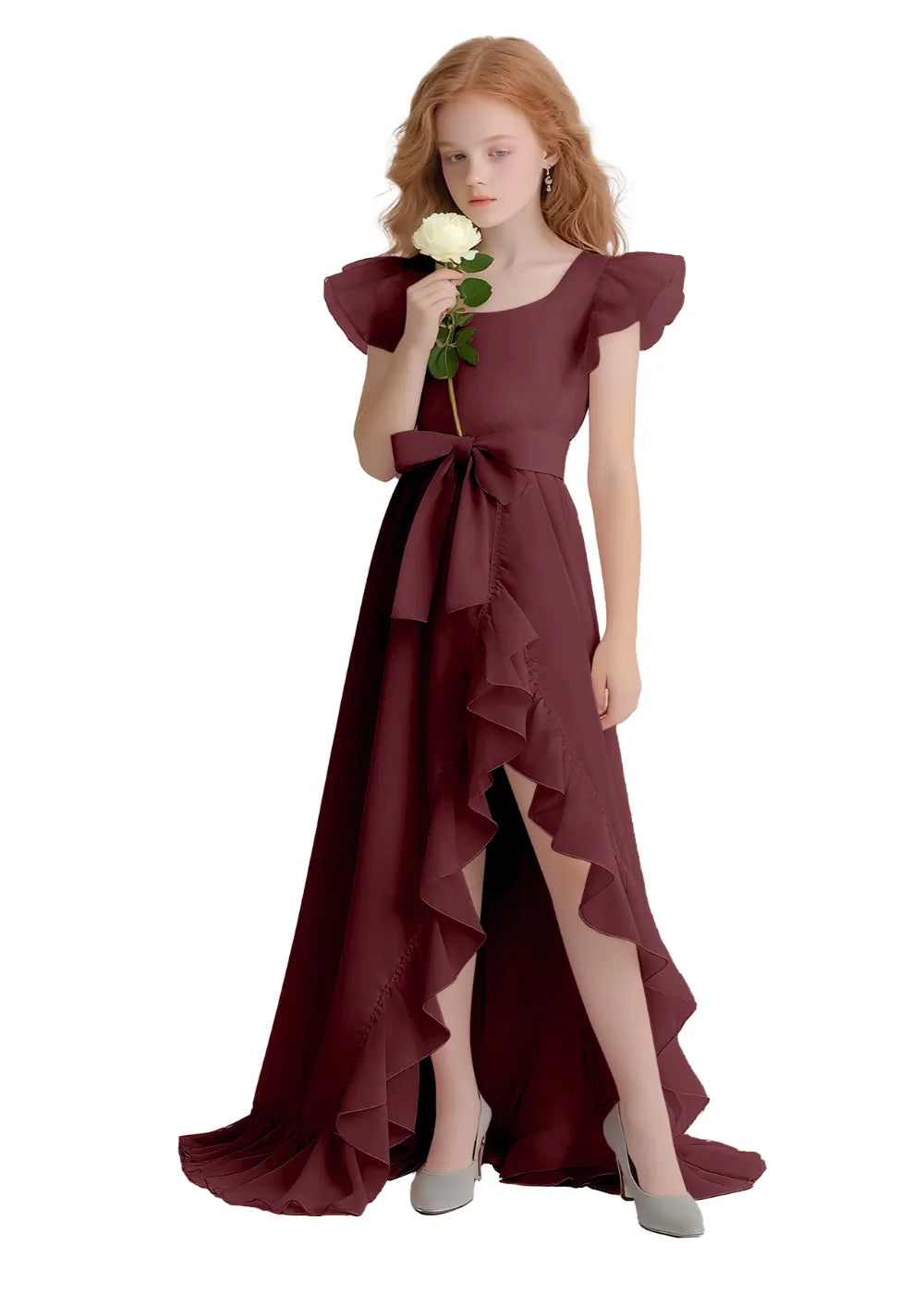 Graceful Ruffle Flutter Sleeve Dress