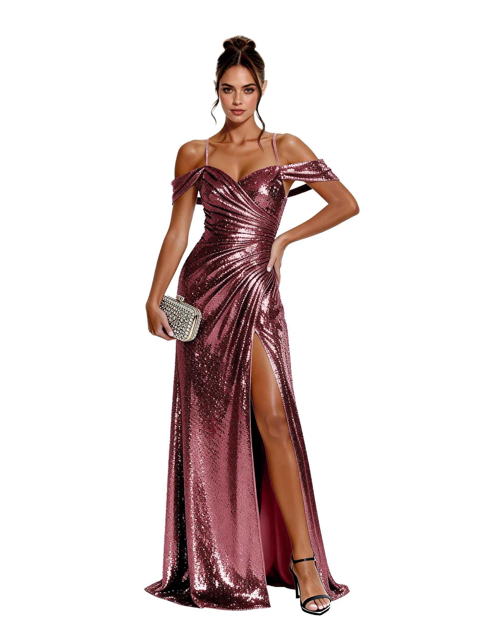 Glam Sequin Off Shoulder Dress