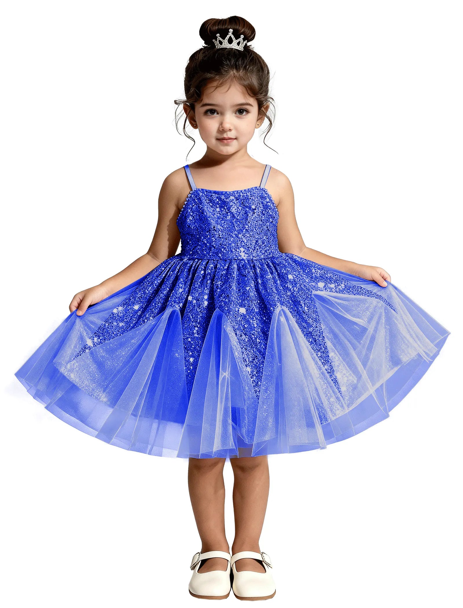Sequin Tulle Princess Dress with Big Bow Back