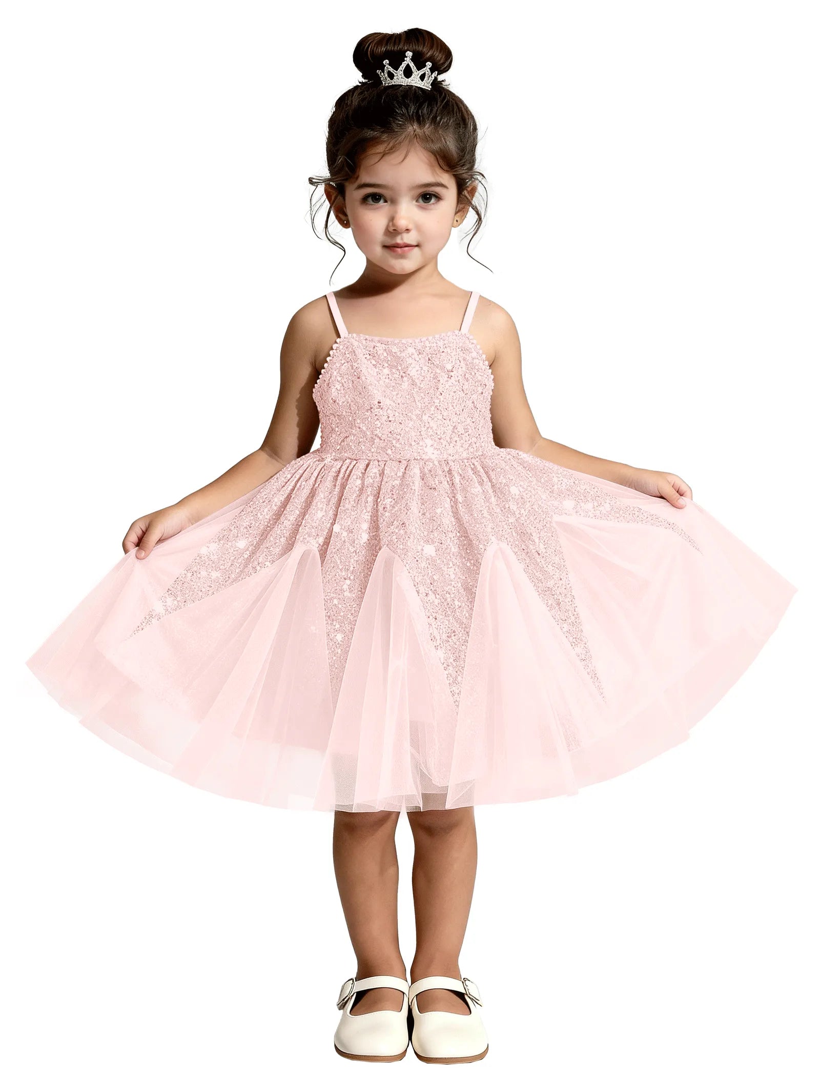 Sequin Tulle Princess Dress with Big Bow Back