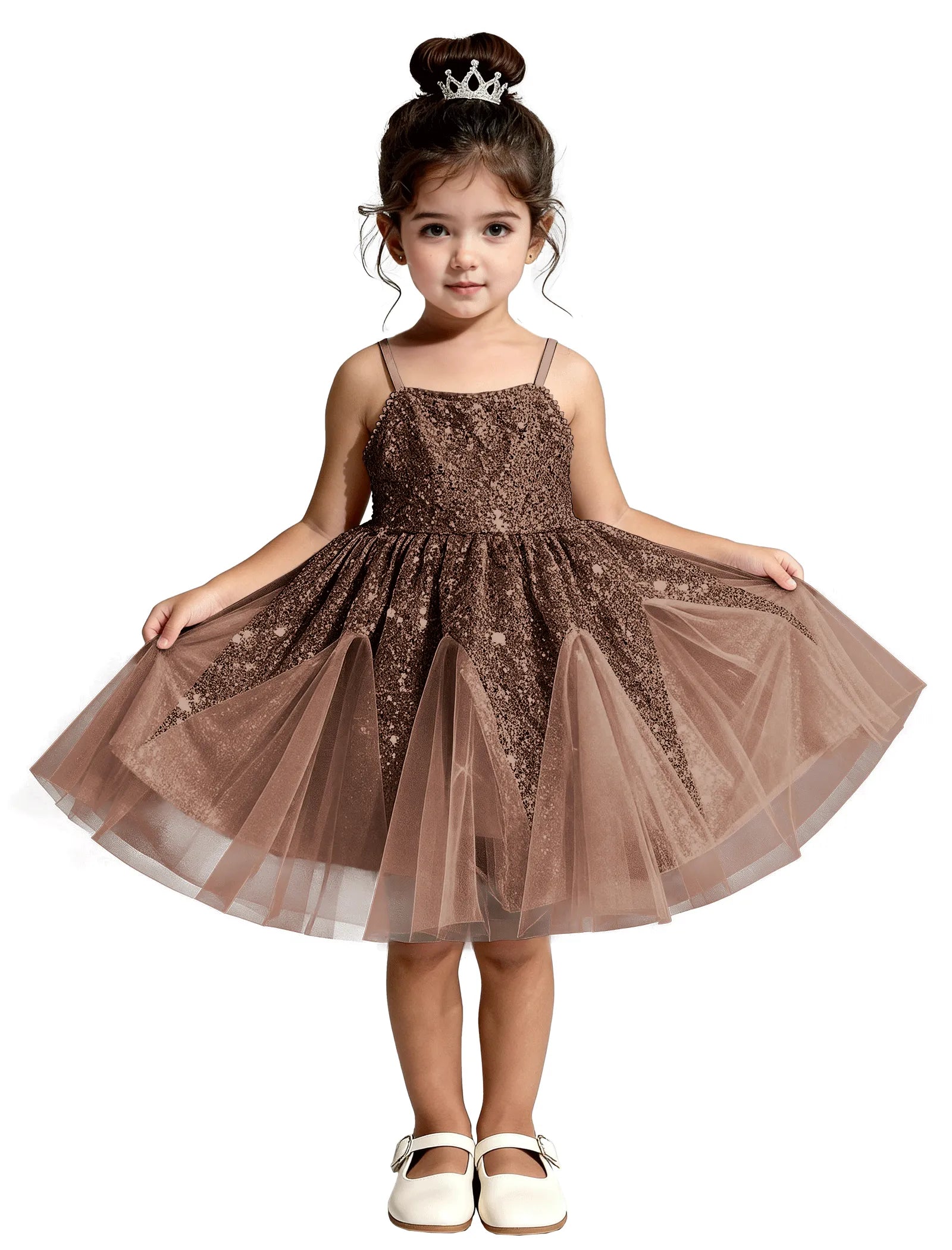 Sequin Tulle Princess Dress with Big Bow Back
