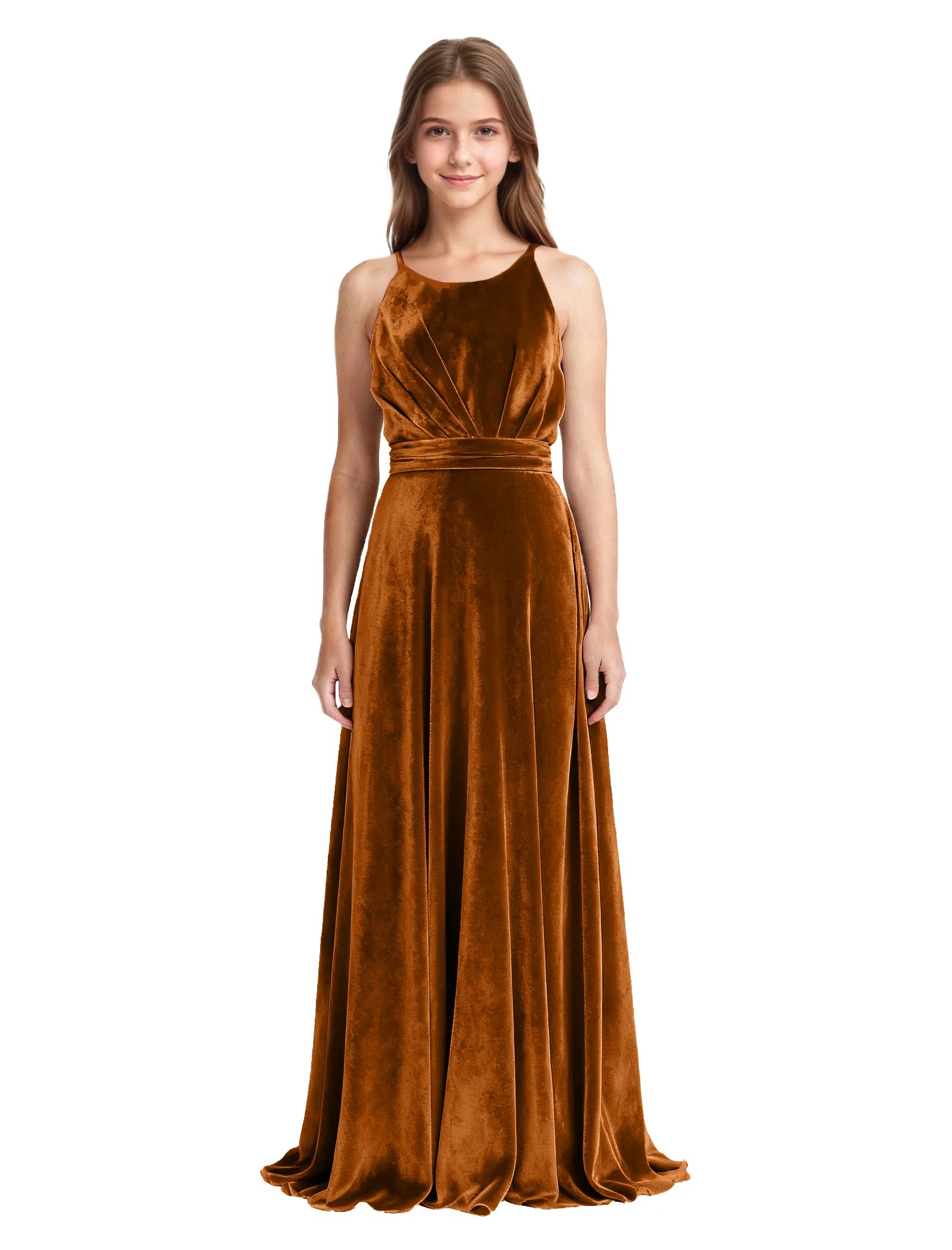 Velvet Junior Bridesmaid Maxi Dress for Girls