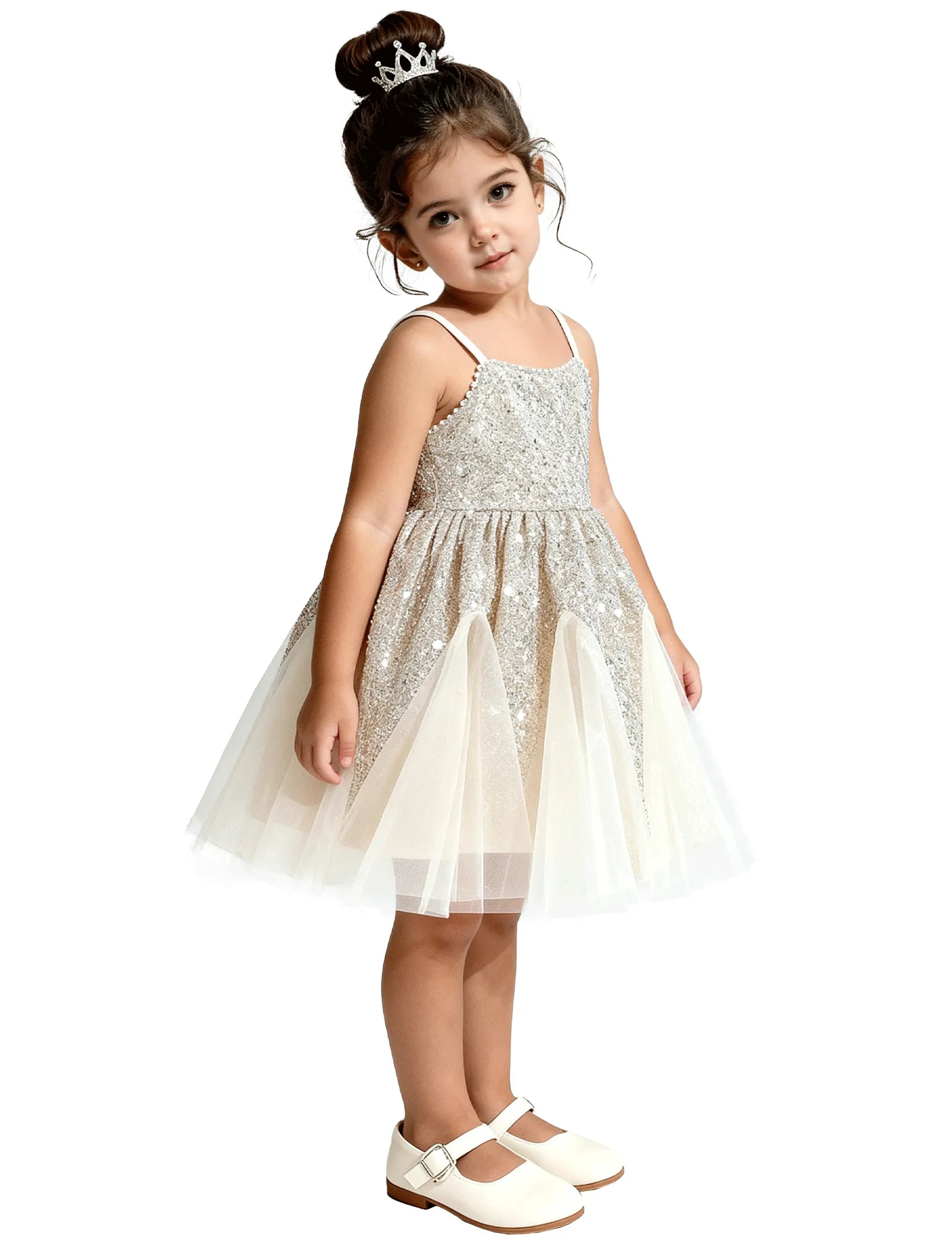 Sequin Tulle Princess Dress with Big Bow Back