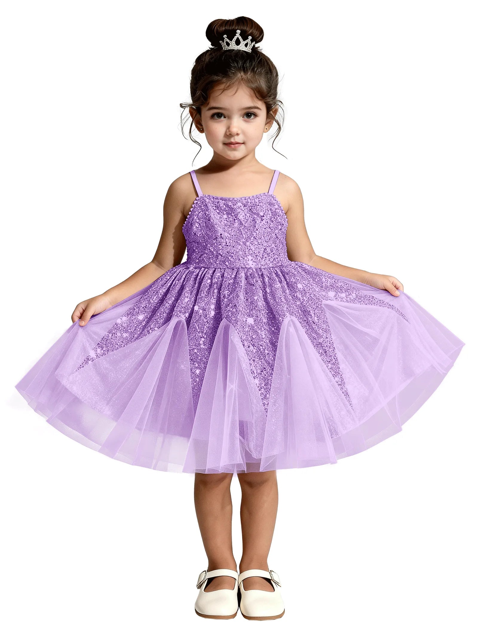 Sequin Tulle Princess Dress with Big Bow Back