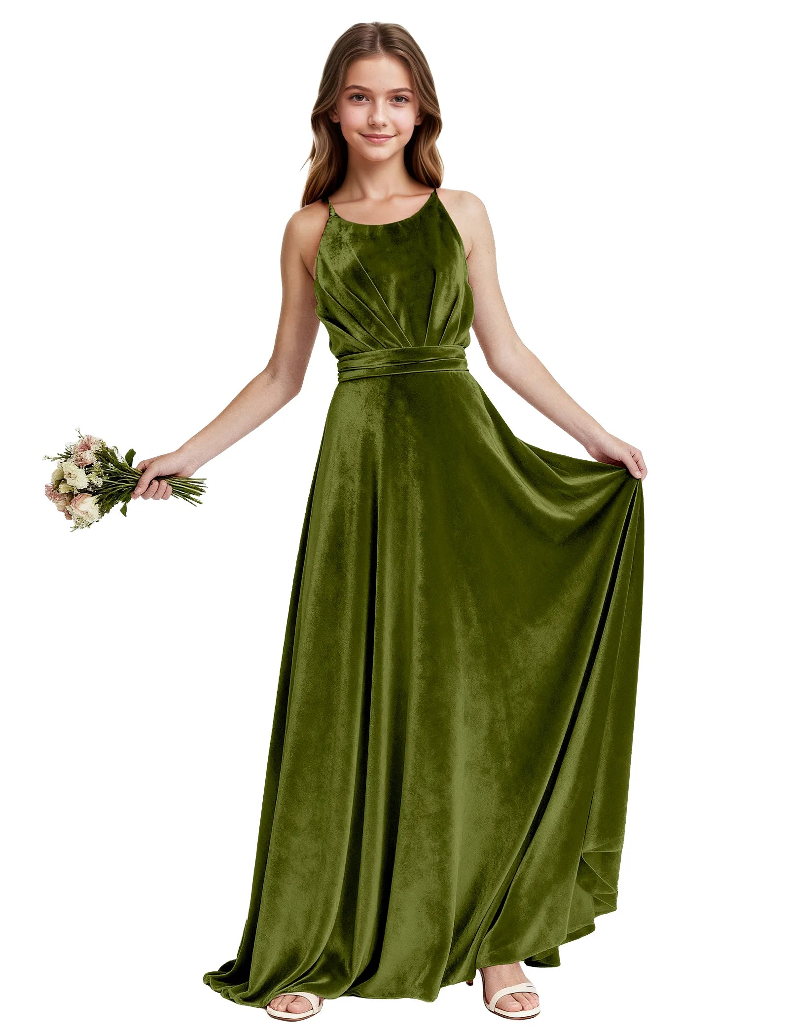 Velvet Junior Bridesmaid Maxi Dress for Girls