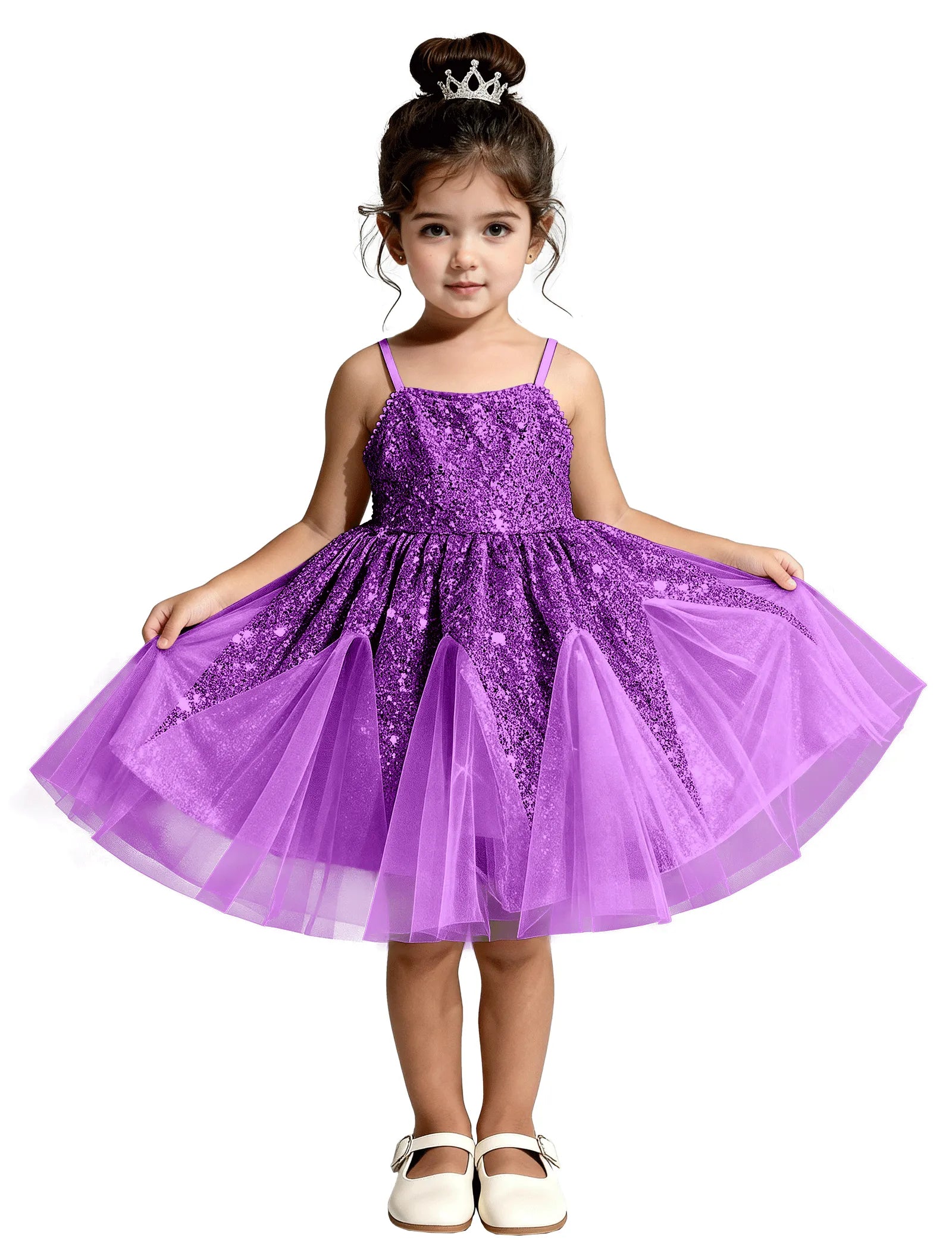 Sequin Tulle Princess Dress with Big Bow Back
