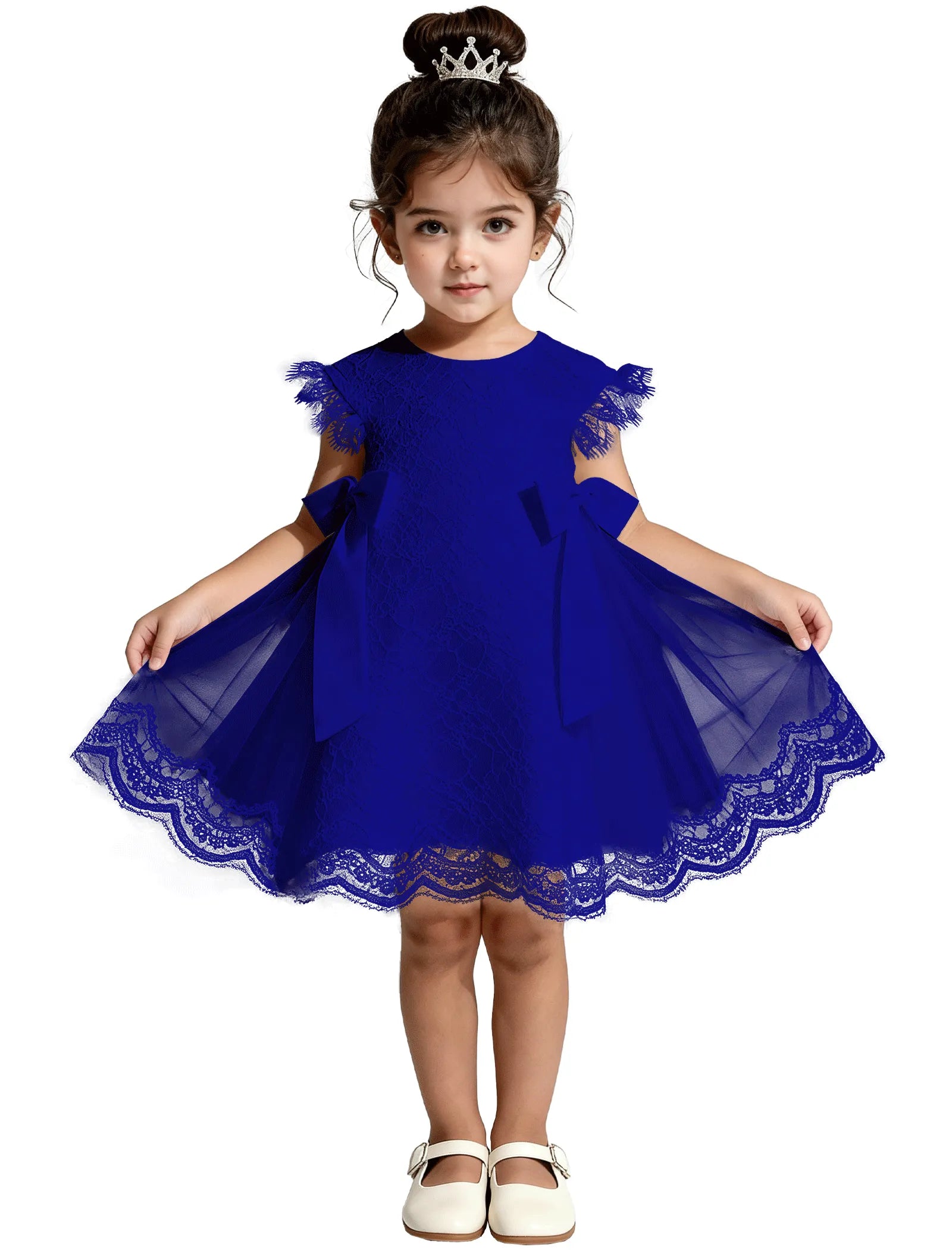 Lace Flutter Sleeve Toddler Flower Girl Dress