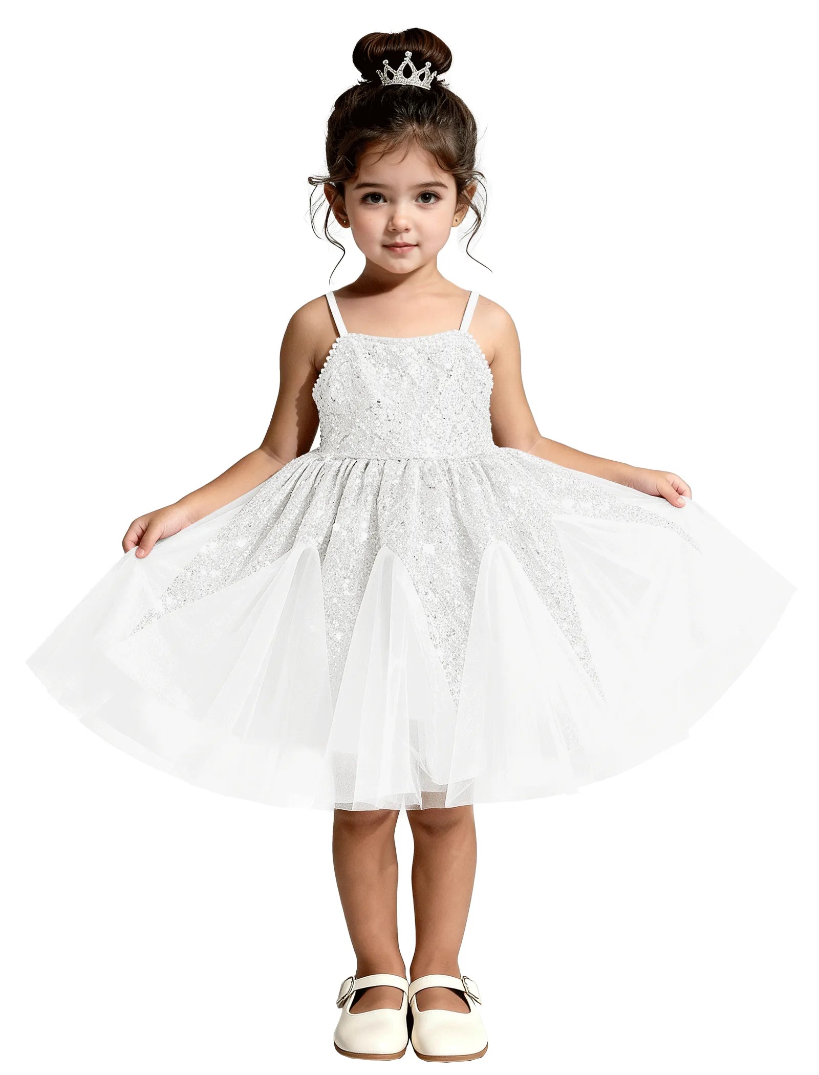 Sequin Tulle Princess Dress with Big Bow Back