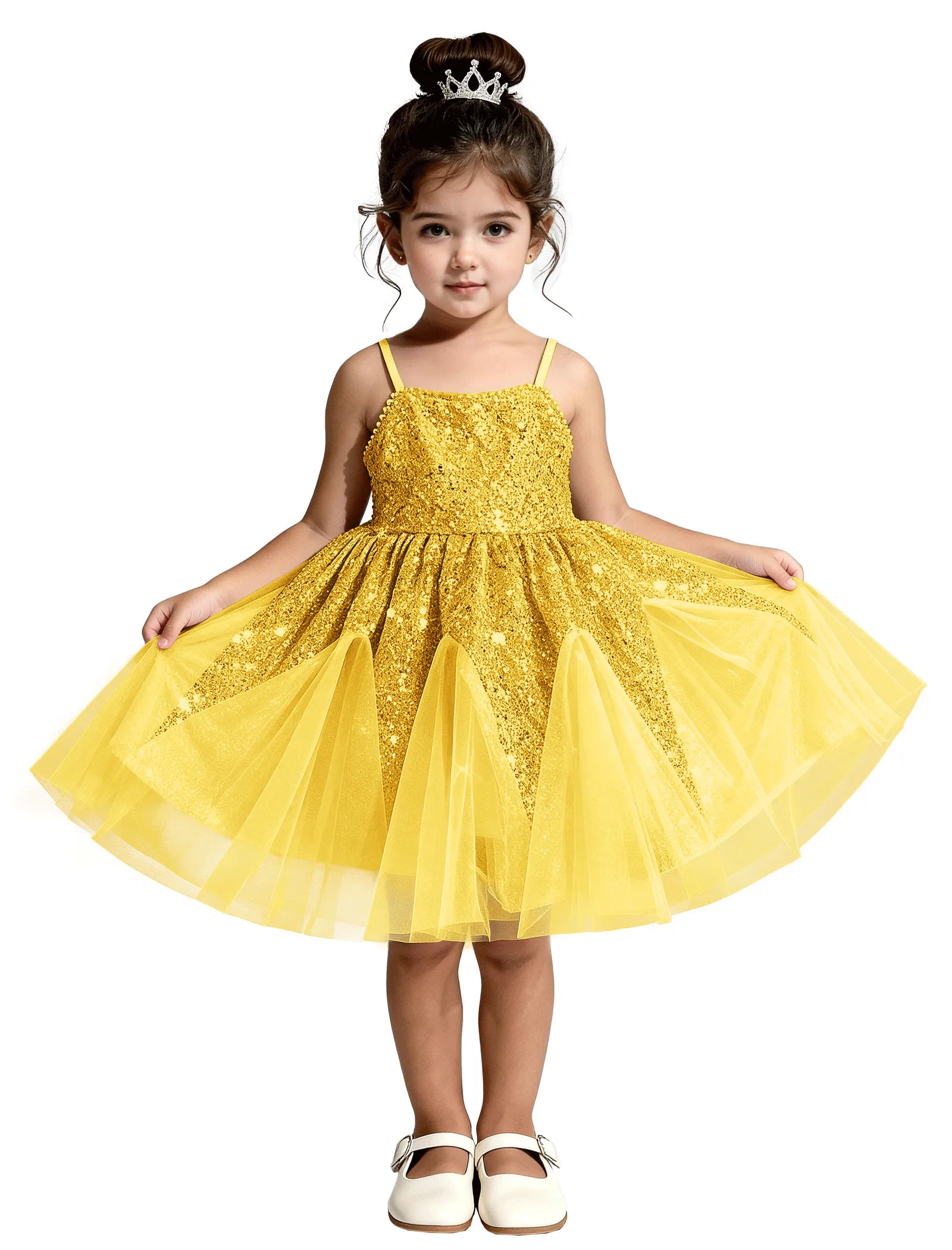 Sequin Tulle Princess Dress with Big Bow Back
