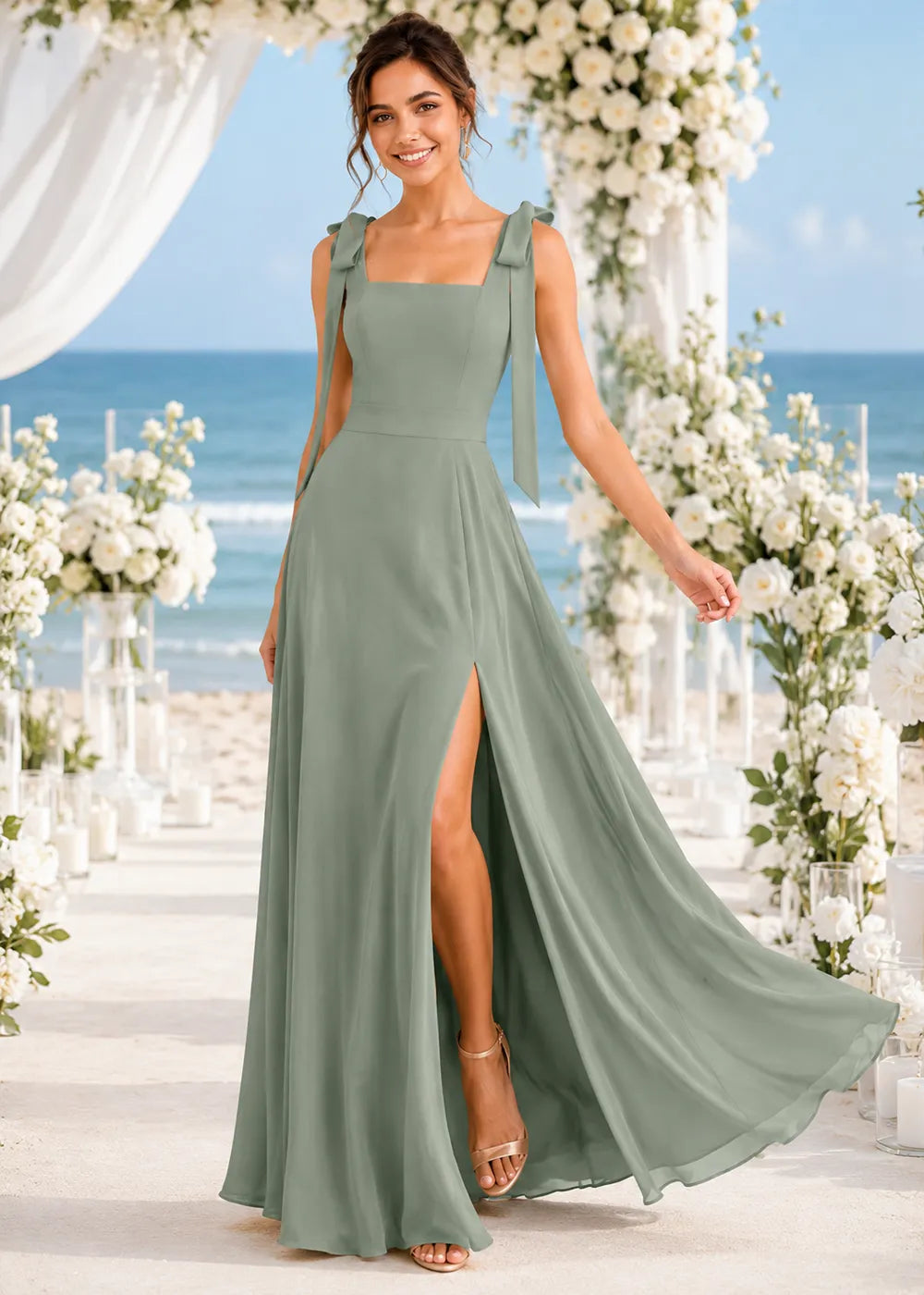 Elara Bow Strap A-Line Formal Gown