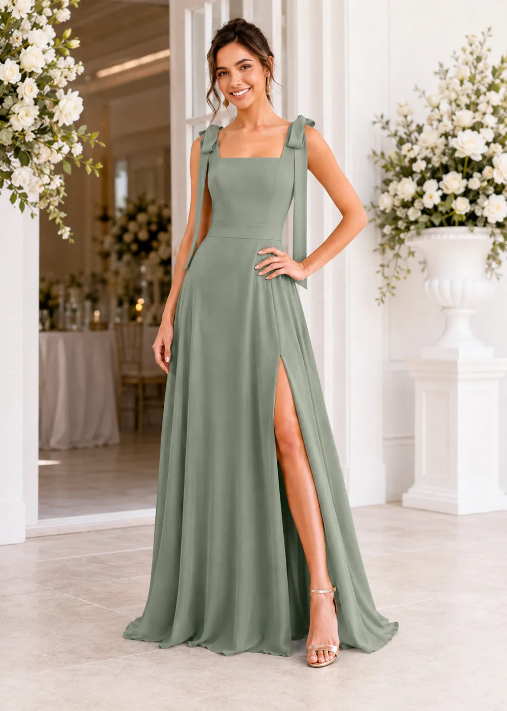Elara Bow Strap A-Line Formal Gown