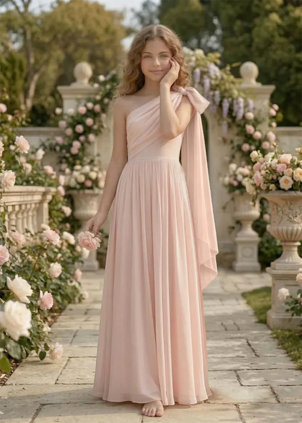 Lumière Draped Bow Evening Dress