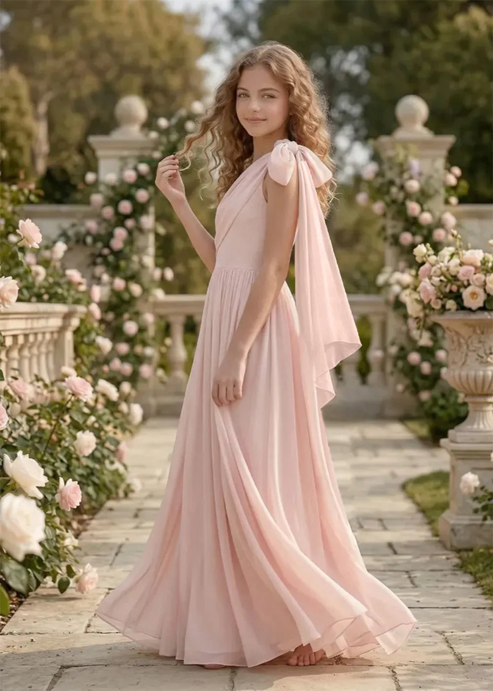 Lumière Draped Bow Evening Dress