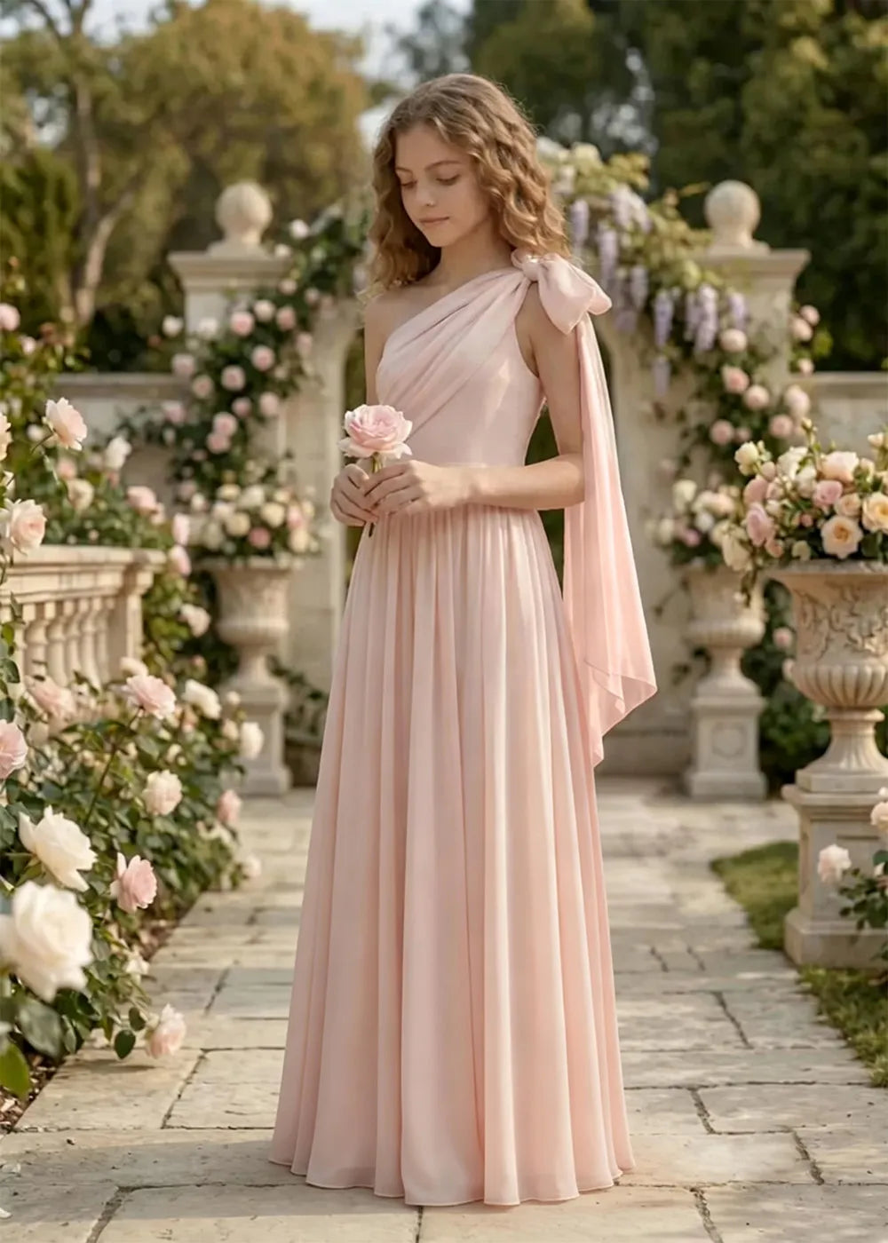 Lumière Draped Bow Evening Dress