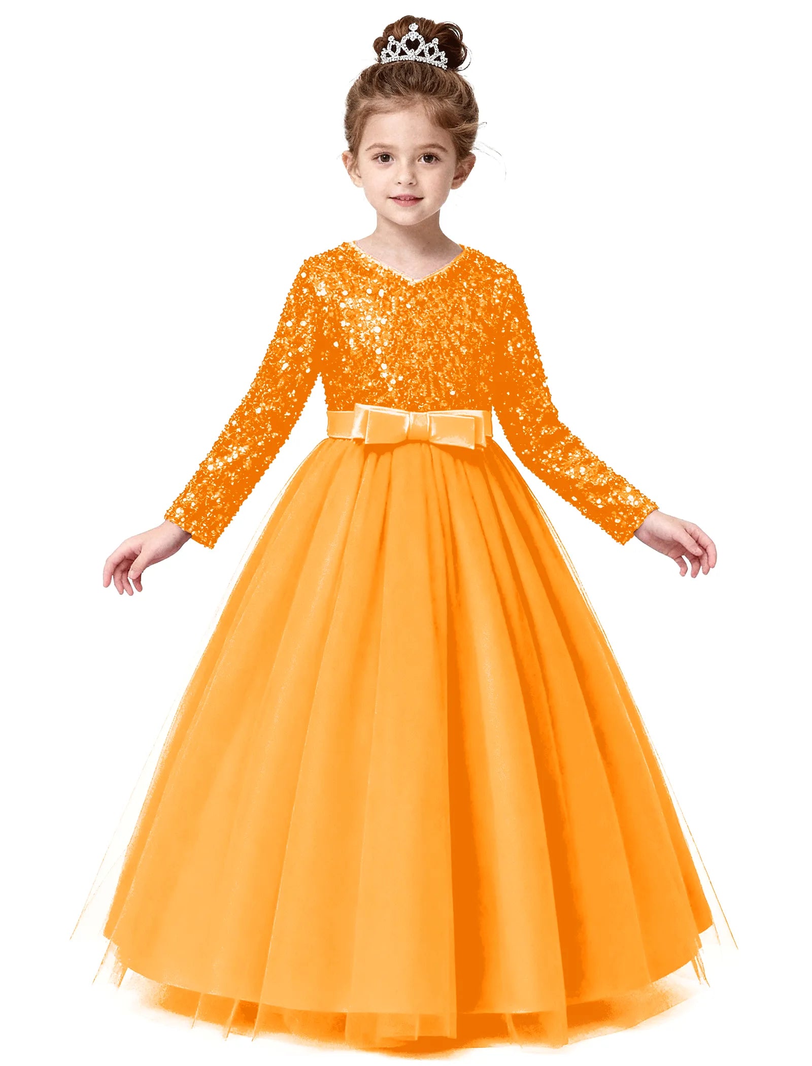 Velvet Sequin Long Sleeve Flower Girl Dress